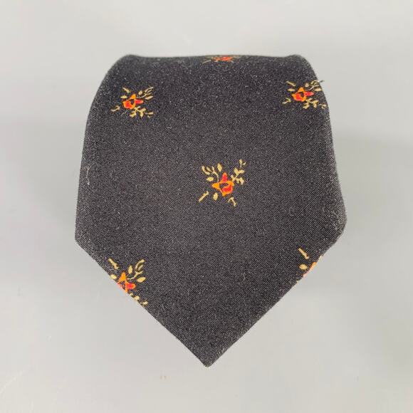 GIVENCHY Black Red Floral Cotton Tie - Picture 1 of 4